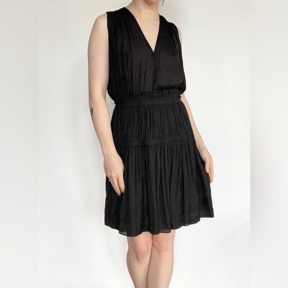 Isabel Marant Tiered Pleated Elegant Black Sleeveless Mini Dress Designer 36 - Picture 1 of 13